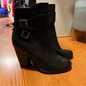 Frye Black Heeled Leather Boots
